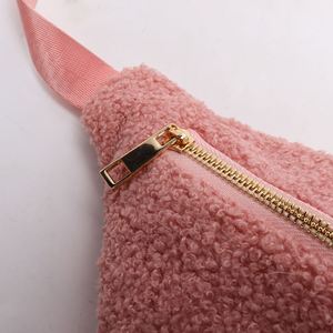 Keymay Teddy Unisex <b>Large</b> Velvet Waist Zipper Fanny Pack Custom Letter Pattern Soft Portable Outdoor Crossbody Bag DIY Winter - Product Image 3