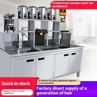 Établi commercial en acier inoxydable pour table de bar à eau de thé au lait pour café et salade nouvel équipement de condition pour magasin de thé au lait