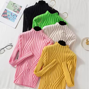 Tops negros ajustados de punto para mujer, suéter de cuello alto, jerséis de cuello alto, suéteres básicos de otoño e invierno para mujer - Product Image 2