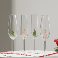 Verre à vin rouge haut de gamme en borosilicate transparent avec motif de Noël, fait main, moderne et luxueux