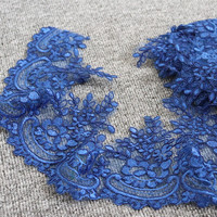 Dentelle multicolore faite à la main en maille avec bordure, 100 % polyester, accessoires de broderie DIY pour robes de mariée, sacs et chaussures, 13,5 cm, 6 yards/sac