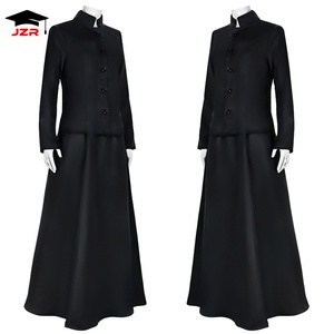 Robe <span class=keywords><strong>de</strong></span> prêtre noire, vêtement religieux, <span class=keywords><strong>soutane</strong></span> noire - Product Image 3