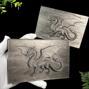 Venta al por Mayor de Placas de Obsidiana Plateada Talladas con Relieve de Dragón, Obsidiana Pulida para Decoración y Adorno de Feng Shui - Product Image 3