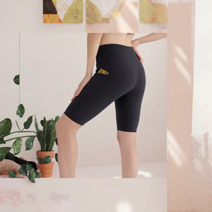 Pantalones Cortos de Ciclismo de Cintura Alta, Tejido Sin Costuras, Transpirables, Elásticos en Cuatro Direcciones, Spandex/Nylon, Leggings de Fitness con Bolsillo para Gimnasio - Product Image 3