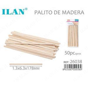 Bastoncini di Legno Ilan 1.3x6.3x178mm per Artigianato, Confezione da 50 Pezzi - Product Image 1