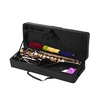 Bb Tenor Saxophone Sax Brass Body Black Nickel Plated Golden Keys Woodwind Instrument