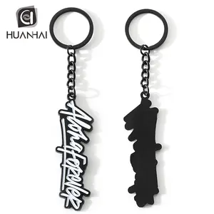 Gantungan Kunci Cincin Aluminium Hitam Logam Logo Enamel Huruf Kustom