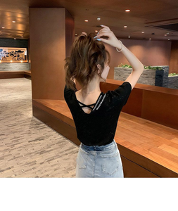 T-Shirt a <span class=keywords><strong>Maniche</strong></span> <span class=keywords><strong>Corte</strong></span> da <span class=keywords><strong>Donna</strong></span> con Dettagli Raffinati: Elegante, Unica, Versatile e Vestibilità Comoda, Novità, Tendenza Instagram - Product Image 6