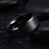 Bagues de mariage pour hommes en carbure de tungstène noir Lumon, finition mate, géométriques et minimalistes, prêtes à être expédiées, faible MOQ, en stock, 8MM