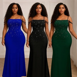 Abito <span class=keywords><strong>da</strong></span> <span class=keywords><strong>Sera</strong></span> 2026 per Donna, Vestito Lungo Monocolore Sexy con Spalline e Diamanti, Abito Maxi Snellente alla Moda per Cena Elegante - Product Image 1