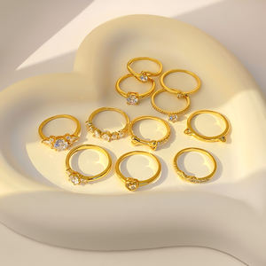 Trendy 2026 Factory Wholesale Price Cubic Zirconia Thin Multi Styles 18K Gold Plated Fashion <b>Stack</b> <b>Rings</b> for Women - Product Image 3