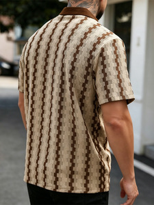 Chemise Homme Vintage à Carreaux Imprimés en Tricot 140g, Manches Courtes, Col Rabattu, Boutonnée, Décontractée, Haut d'Été - Product Image 2