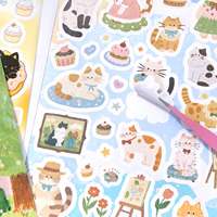 Simno Kit de papier pour scrapbooking esthétique animaux mignons et pelucheux, avec livre d'autocollants à motifs de chats de dessin animé, pour journal quotidien, collages et loisirs créatifs