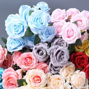Fleurs artificielles préservées pour Noël et Pâques – Offre Spéciale – <span class=keywords><strong>Bouquet</strong></span> de 10 roses en soie multicolores – Dernière décoration de <span class=keywords><strong>mariage</strong></span> - Product Image 4
