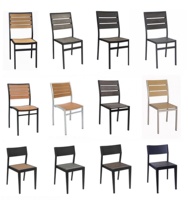 Ensemble de salle à manger en aluminium et polybois pour intérieur et extérieur, tables et chaises en bois plastique durable résistant aux intempéries, style teck