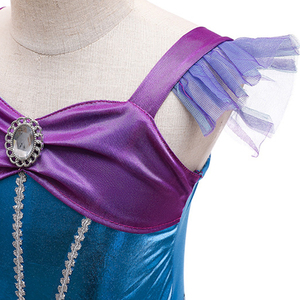 Disfraz de sirena con mangas con volantes para niños, vestido con estampado de escamas, cola de sirena, traje de princesa para niñas, disfraz de cosplay para cumpleaños, fiesta de Halloween - Product Image 3