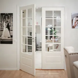 Griglia bianco doppio foglia in alluminio interno pannello di vetro della porta