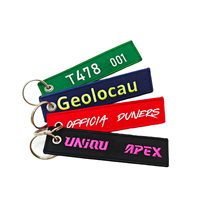 Porte-clés promotionnels haut de gamme en gros, avec logo personnalisé en tissu, étiquette brodée, anneau tressé, porte-clés brodé