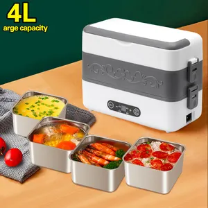 Multifunctional 4L Heating Hot Water Bottle Cooking Lunch Box 304 Stainless Steel Food Heater Lunch Box