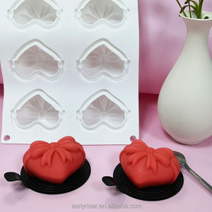 Dụng cụ làm bánh <span class=keywords><strong>pudding</strong></span> sô cô la Ngày Valentine sớm Riser Bow tình yêu bánh mousse pháp Khuôn Silicone - Product Image 4