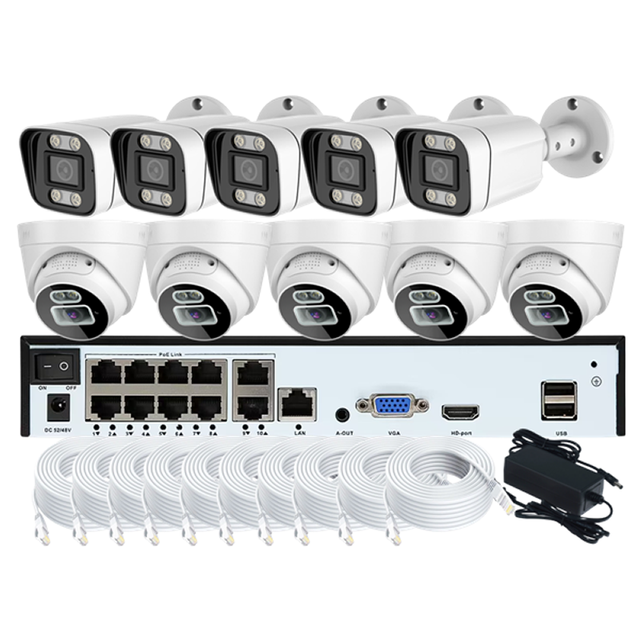 Xmeye Camera Kit 10ch 5MP POE NVR IP Camera Security Camera System with Audio for Home Safe