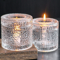Élégant pot en verre décoratif pour bougies, idéal pour la maison, les mariages, couleur personnalisée, petit pot à fruits secs ou bonbons en verre transparent avec couvercle