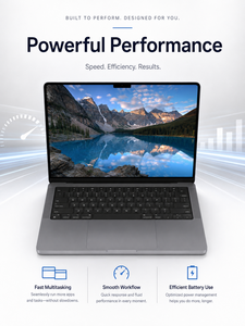 แล็ปท็อป M-a-c Book M4 Pro ขนาด 14 นิ้ว ปี 2024 (ชิป M4 Pro, แรม 24GB, พื้นที่เก็บข้อมูล 512GB) ขายส่ง เหมาะสำหรับงานออฟฟิศและเล่นเกม - Product Image 1