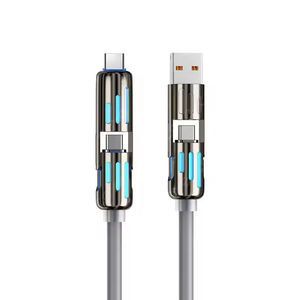 Câble de charge rapide multifonction 4 en 1 240W avec lumière LED et ports USB multiples Type C – Vente en gros - Product Image 3