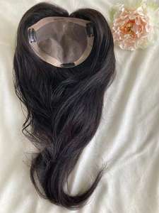 6 "X 6" Clips en monofilamento Corona <span class=keywords><strong>de</strong></span> <span class=keywords><strong>pelo</strong></span> Toppers Cabello humano recto Wiglets <span class=keywords><strong>Postizos</strong></span> para la pérdida <span class=keywords><strong>de</strong></span> cabello - Product Image 3