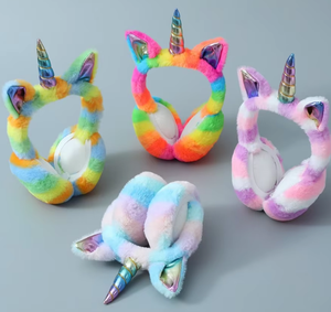 <span class=keywords><strong>Cache</strong></span>-oreilles <span class=keywords><strong>licorne</strong></span> pliables, colorés et scintillants, chauds et moelleux pour l'hiver, vente en gros, protège-oreilles pliables pour rangement - Product Image 1