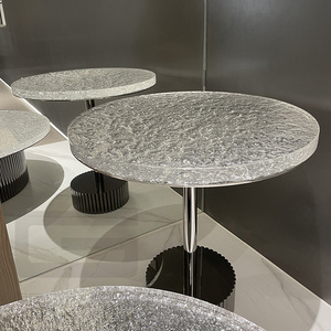 Gainsville Furniture <span class=keywords><strong>table</strong></span> basse ronde en acrylique avec <span class=keywords><strong>design</strong></span> en cristal et vagues, style moderne et clair - Product Image 1
