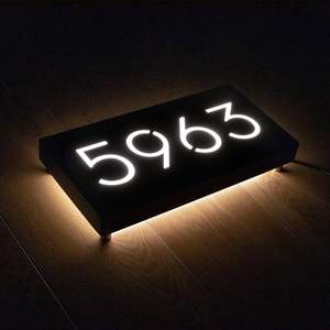 <strong>Personalised</strong> Powered Lighted Led Stainless Steel <strong>Metal</strong> Custom Modern Address House Number <strong>Signs</strong> - Product Image 5