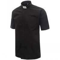 Chemise à col à languettes pour clergé, manches longues, pour costume de prêtre, col à languettes amovibles, fermetures à boutons, mélange coton-polyester