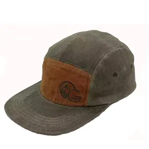 7 Panel koyu balmumu tuval Retro baba şapka özel nakış desen yapılandırılmamış kap adam kadınlar için pratik su geçirmez Snapback şapka