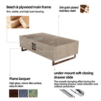 Set Meja Kopi Kayu Solid Mewah Italia Modern dengan Lapisan Pernis Putih, 4 Laci, dan Kaki Logam untuk Perabot Ruang Tamu