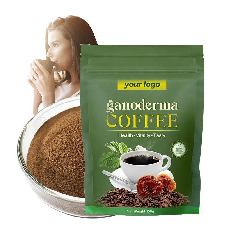 Commercio all'ingrosso Private Label Ganoderma Lucidum caffè Lingzhi Pioir Ganoderma Ginseng caffè istantaneo 4 in 1 sacchetto di imballaggio amaro