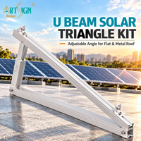 Kit de support de montage triangulaire solaire en aluminium réglable pour toit plat et toit métallique, système de support de panneaux photovoltaïques |   Art Sign