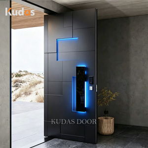 Bande lumineuse LED moderne <span class=keywords><strong>en</strong></span> aluminium moulé, étanche, insonorisée, <span class=keywords><strong>porte</strong></span> d'entrée pivotante sécurisée avec serrure intelligente pour villa - Product Image 2