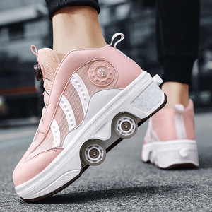 Dingjian Four Wheel Roller Skates High Top Breathable Mesh Upper Men Women Skateboarding Shoes - Product Image 3