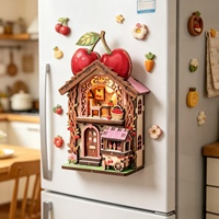 Hamaileon Aimant de réfrigérateur en bois motif cerise mignon 3D, décoration et cadeau pour anniversaire et fêtes, vente en gros