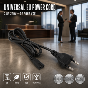 Câble d'alimentation CA UE à 2 broches rondes RingTeam IEC C7 pour adaptateur de chargeur d'ordinateur portable et d'appareil photo, vente en gros OEM pour l'Espagne, le Chili et l'Europe - Product Image 2