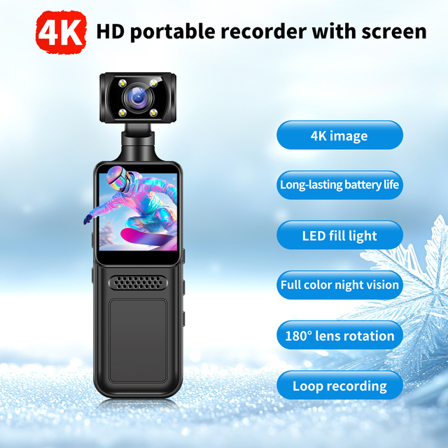 4K HD MINI Action Camera CMOS Sensor Wi-Fi Connectivity 120 Wide Angle MicroSD 8MP Portable Sports Outdoor Travel Vlog