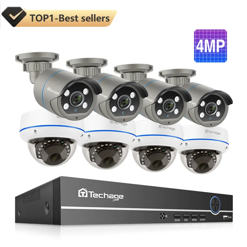 8CH HD 4MP POE NVR Security Camera System Audio Recorder Human Detect Outdoor Indoor CCTV Video Camera Surveillance Set