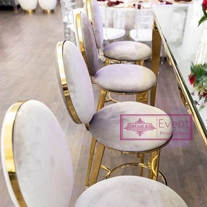 Design rond blanc commercial meubles en métal doré cadre haute tabouret chaise de bar à vendre - Product Image 6