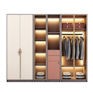 Huide Modern Wardrobe Hinged Door <b>Bedroom</b> <b>Storage</b> <b>Cabinet</b> Large Capacity Easy Assemble Light Interior Design MDF Freestanding - Product Image 5