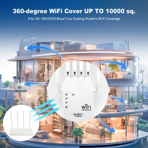 <span class=keywords><strong>2.4GHz</strong></span> 5GHz <span class=keywords><strong>Wifi</strong></span> Repeater 1200Mbps 6 ăng ten không dây Wi-Fi Extender 802.11n dài Phạm vi tín hiệu tăng cường khuếch đại và repetidor - Product Image 3