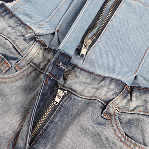 Jean large taille haute coupe droite vintage color-block pour femme – Collection été tendance - Product Image 5