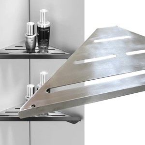 샤워 용 미끄럼 방지 코너 브래킷이있는 미니멀리스트 <span class=keywords><strong>2</strong></span> 단 삼각형 욕실 선반 벽걸이 형 - Product Image 1