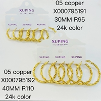 Boucles d'oreilles créoles torsadées grandes et imposantes pour femmes, en cuivre plaqué or 24 carats, style minimaliste et simple, vente en gros XUPING Jewelry