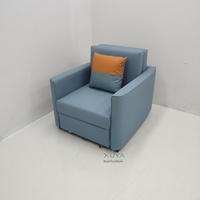 Leder-Einzelsitzer-Freizeitsofa mit Stauraum, faltbar, umwandelbar zum Bett, geeignet für Balkon, Arbeitszimmer, Liegestuhl, Mittagsschlaf, modern, schlicht